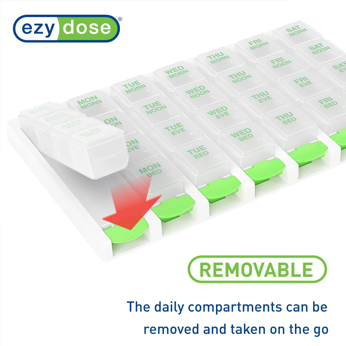 Foto 5 pulgar | Organizador De Píldoras Ezy Dose Semanal  7 Días  4 Veces Al Día  Verde - Venta Internacional.