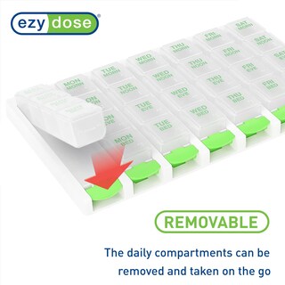 Foto 4 | Organizador De Píldoras Ezy Dose Semanal 7 Días 4 Veces Al Día Verde - Venta Internacional.