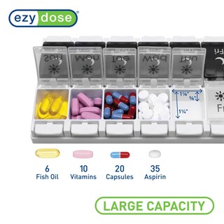 Foto 3 | Pastillero Ezy Dose Planificador De Medicamentos Para 7 Días Con Botón Pulsador Sin Bpa - Venta Internacional.
