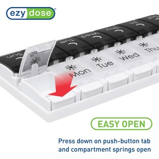 Foto 4 | Pastillero Ezy Dose Planificador De Medicamentos Para 7 Días Con Botón Pulsador Sin Bpa - Venta Internacional.