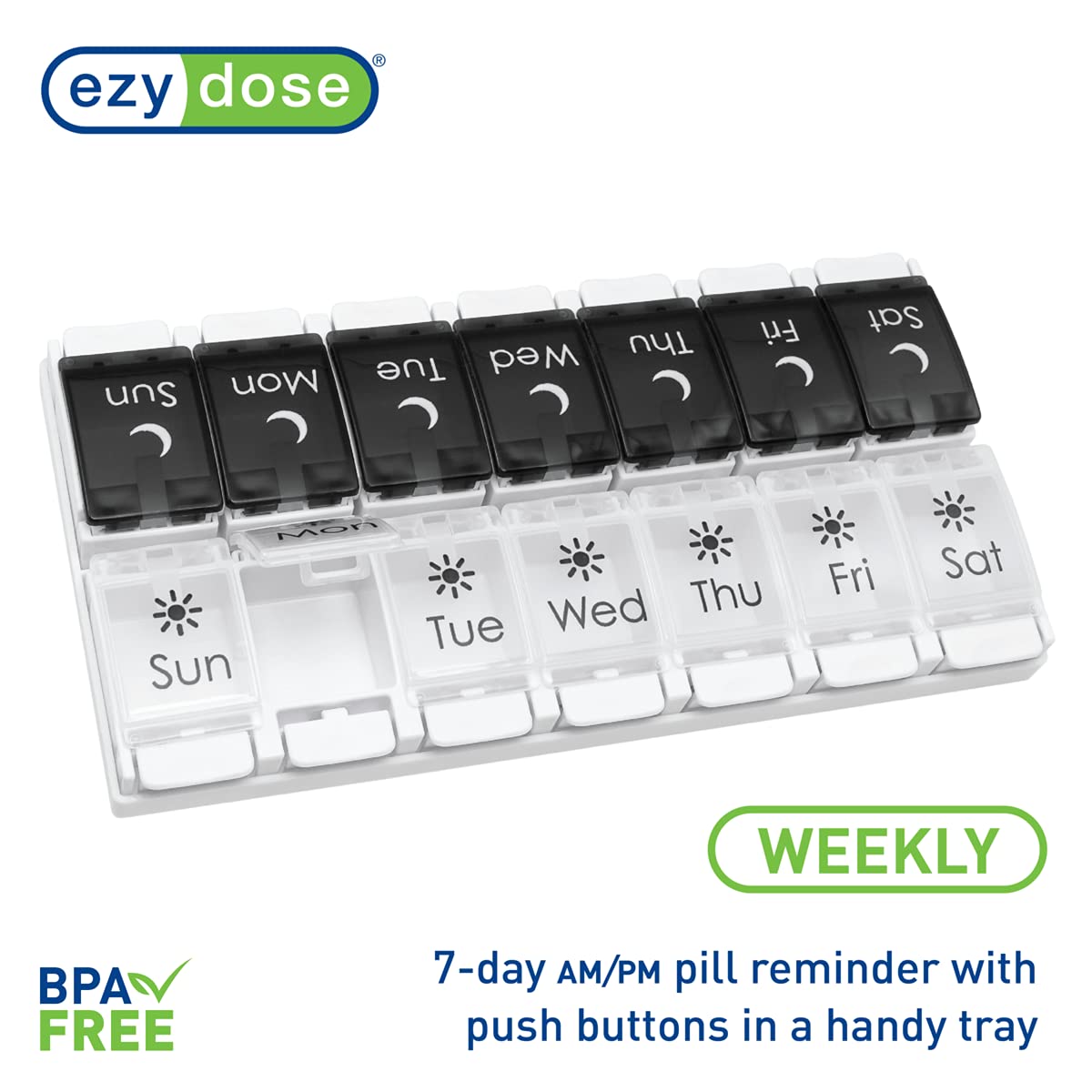 Foto 6 pulgar | Pastillero Ezy Dose  Planificador De Medicamentos Para 7 Días  Con Botón Pulsador  Sin Bpa - Venta Internacional.