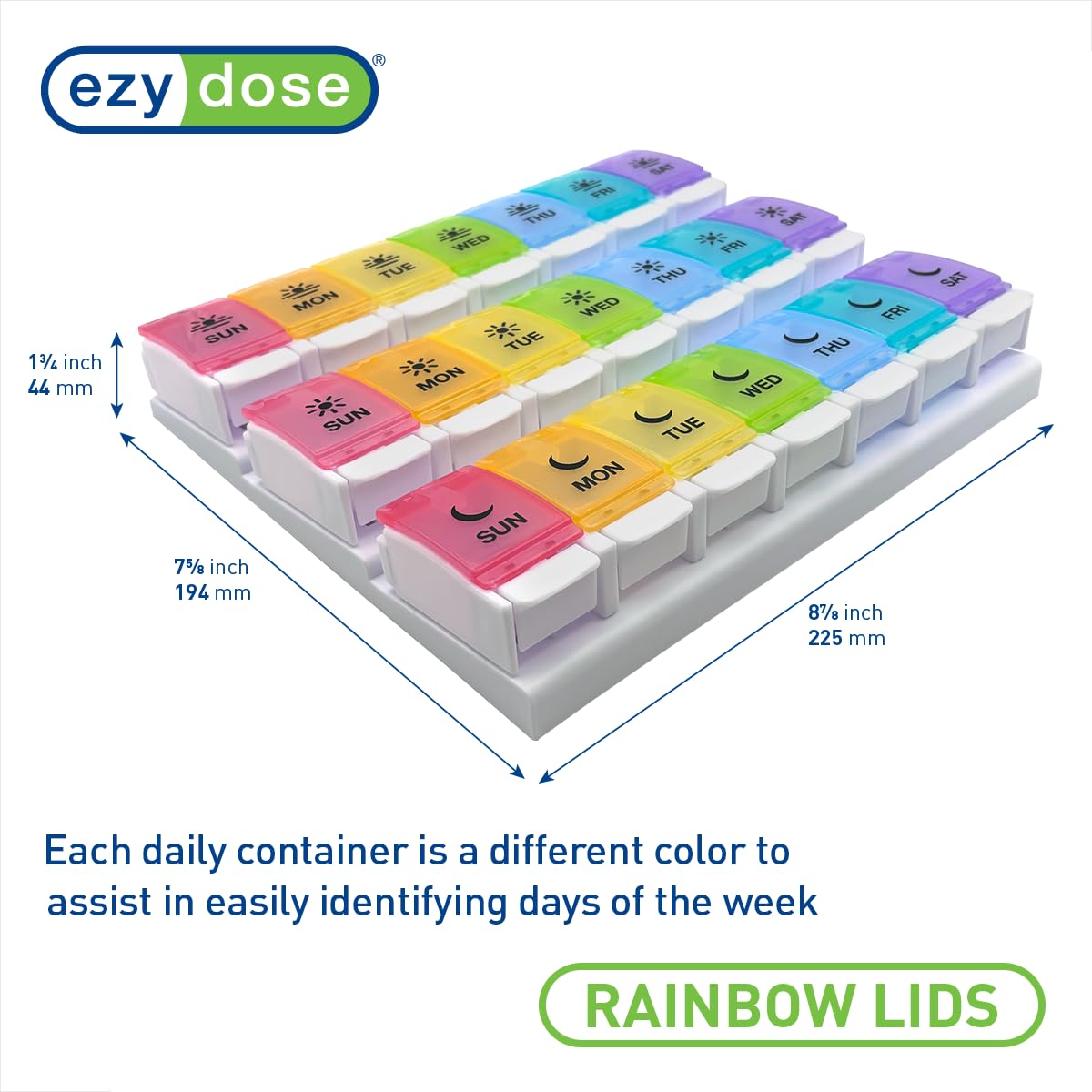 Foto 4 pulgar | Pastillero Ezy Dose  Planificador Semanal De Medicamentos Para 7 Días  Rainbow - Venta Internacional.