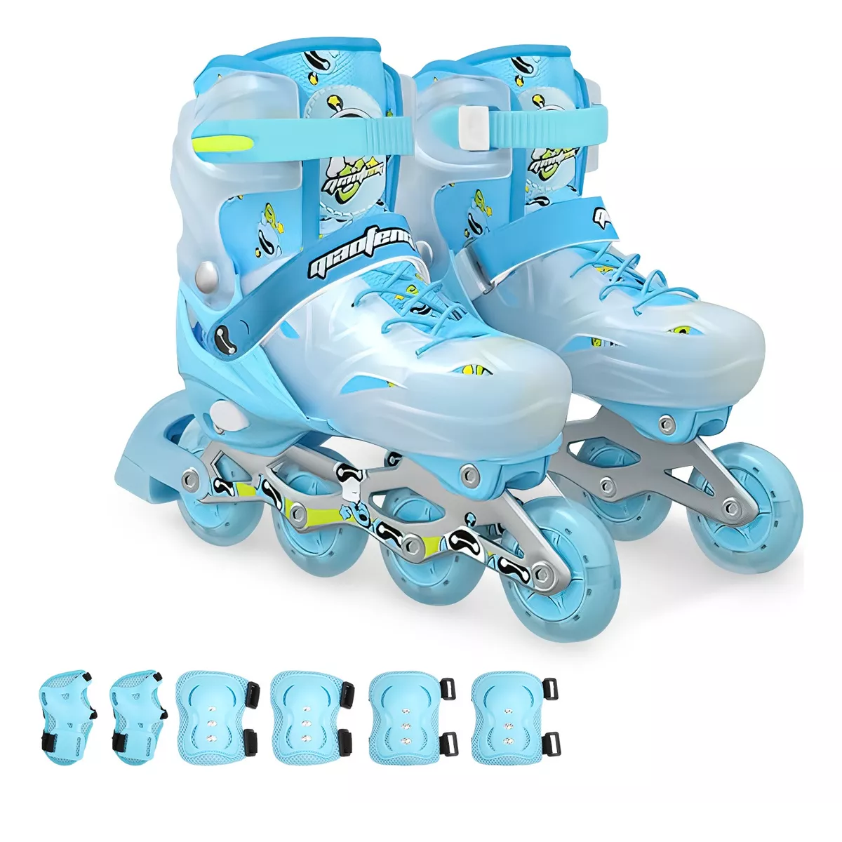 Foto 2 pulgar | Patines En Linea Profesionales Talla M+equipo De Protección Eo Safe Imports Esi-13069 Multicolor
