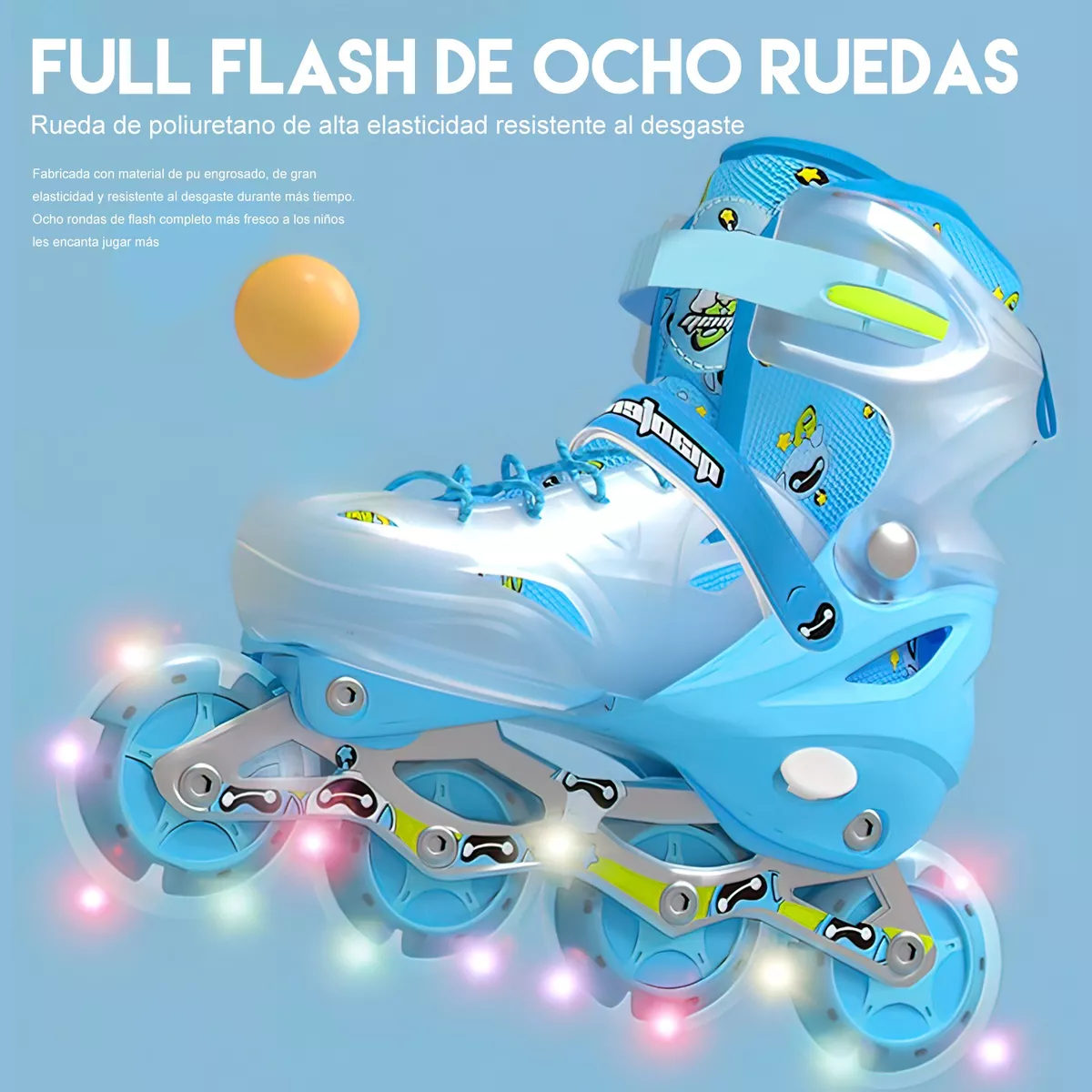 Foto 2 | Patines En Linea Profesionales Talla M+equipo De Protección Eo Safe Imports Esi-13069 Multicolor