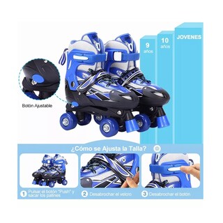 Foto 2 | Patines Ajustables 4 Ruedas Protección Para Niños Doble Fila Eo Safe Imports Esi-13068 Multicolor