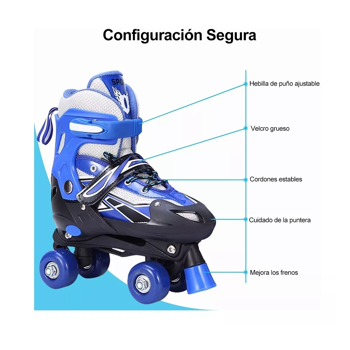 Foto 4 pulgar | Patines Ajustables 4 Ruedas Protección Para Niños Doble Fila  Eo Safe Imports Esi-13068 Multicolor