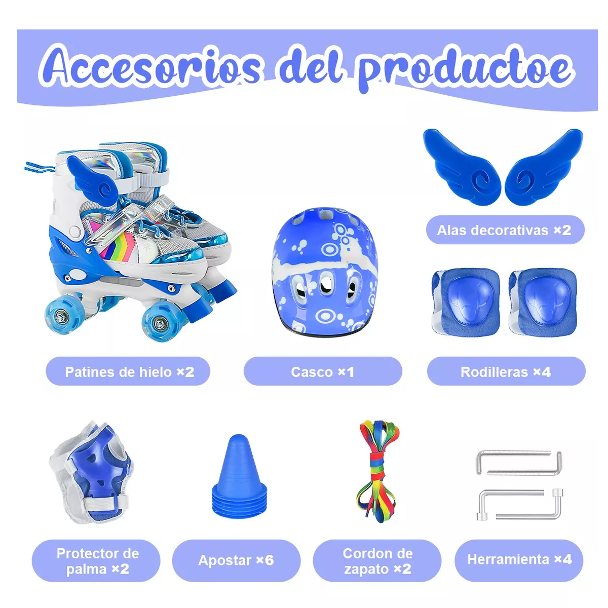 Foto 4 pulgar | Patines 4 Ruedas Talla Ajustable Niño Niña Luz Led Talla M Eo Safe Imports Esi-13066 Multicolor