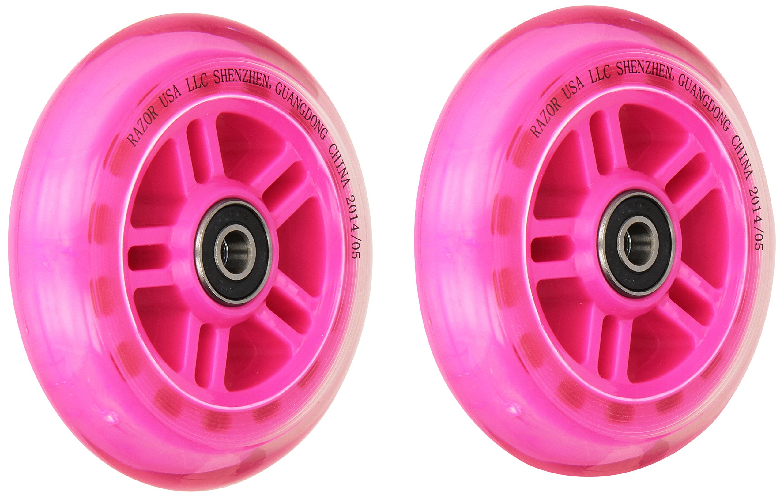Ruedas De Scooter Razor Pk A Series Con Rodamientos (juego De 2), Color Rosa - Venta Internacional.