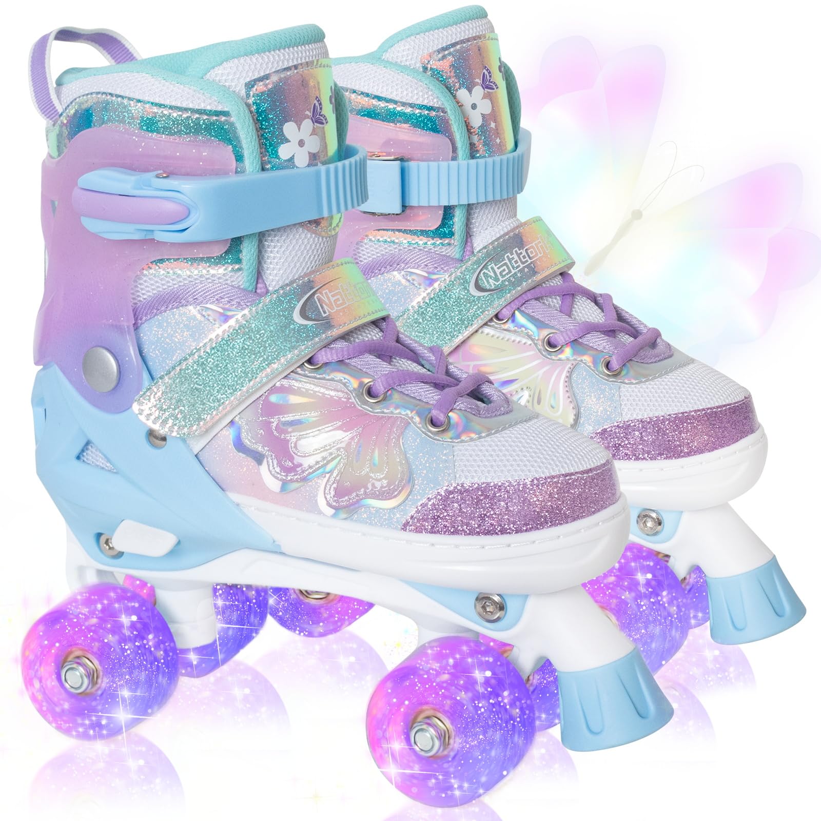 Foto 2 pulgar | Patines Nattork Purple Para Niños De 7 A 10 Años Con Ruedas Iluminadas - Venta Internacional.