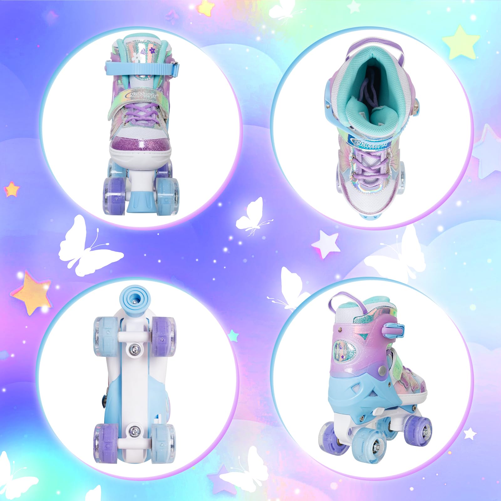 Foto 4 | Patines Nattork Purple Para Niños De 7 A 10 Años Con Ruedas Iluminadas - Venta Internacional.