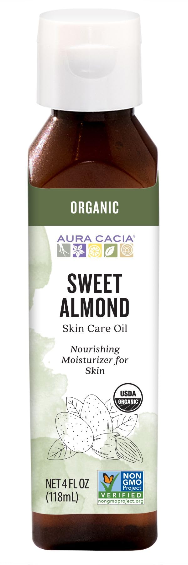 Foto 2 pulgar | Aceite Orgánico De Almendras Dulces Aura Cacia 118 Ml (4 Fl. Oz.)