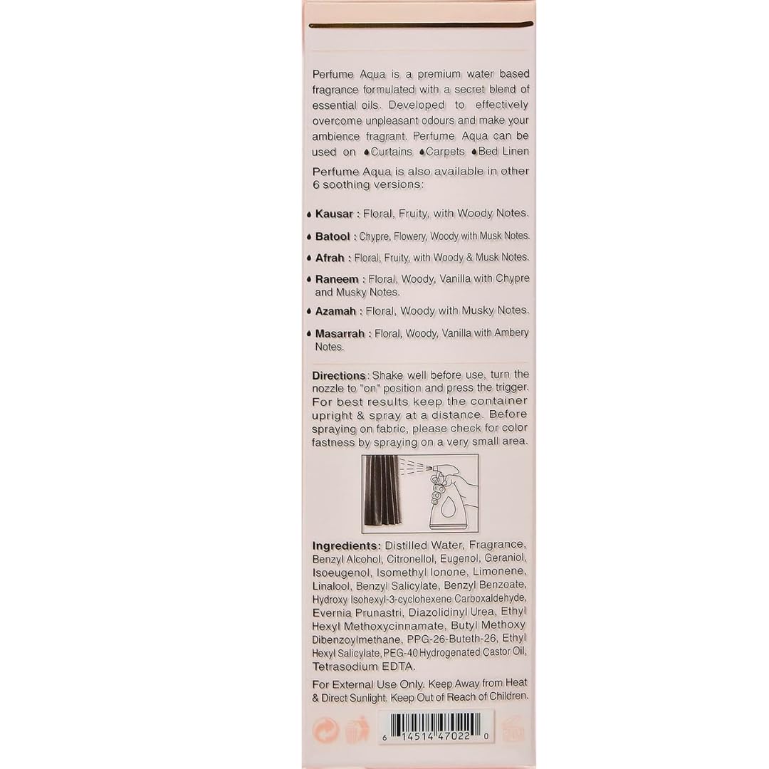 Foto 4 pulgar | Bruma En Aerosol Para Habitación Y Ropa De Cama Rasasi Aqua Zeenat Al Farsh, 375 Ml - Venta Internacional.