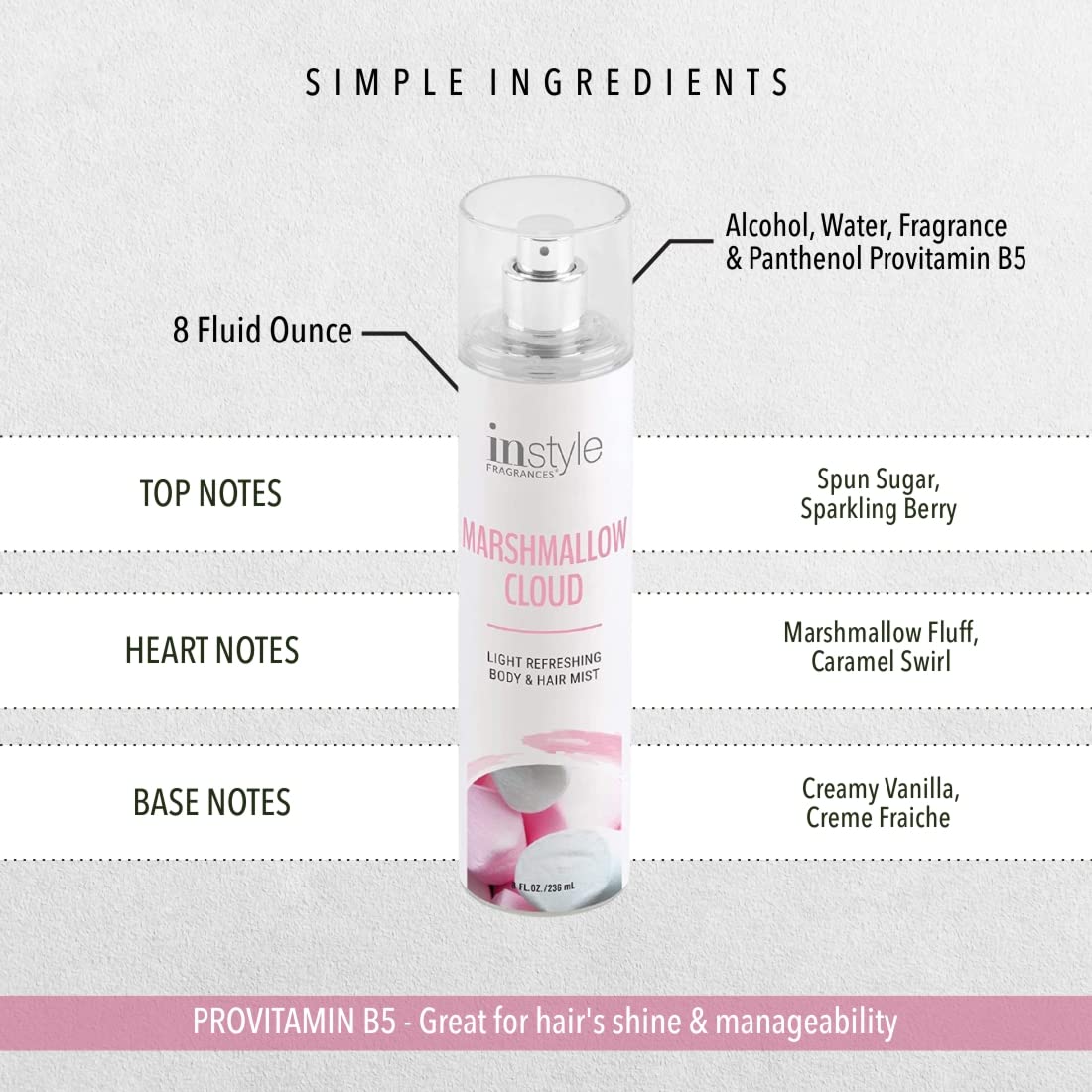 Foto 8 pulgar | Bruma Corporal Y Capilar Instyle Fragrances Marshmallow Cloud 240 Ml - Venta Internacional.