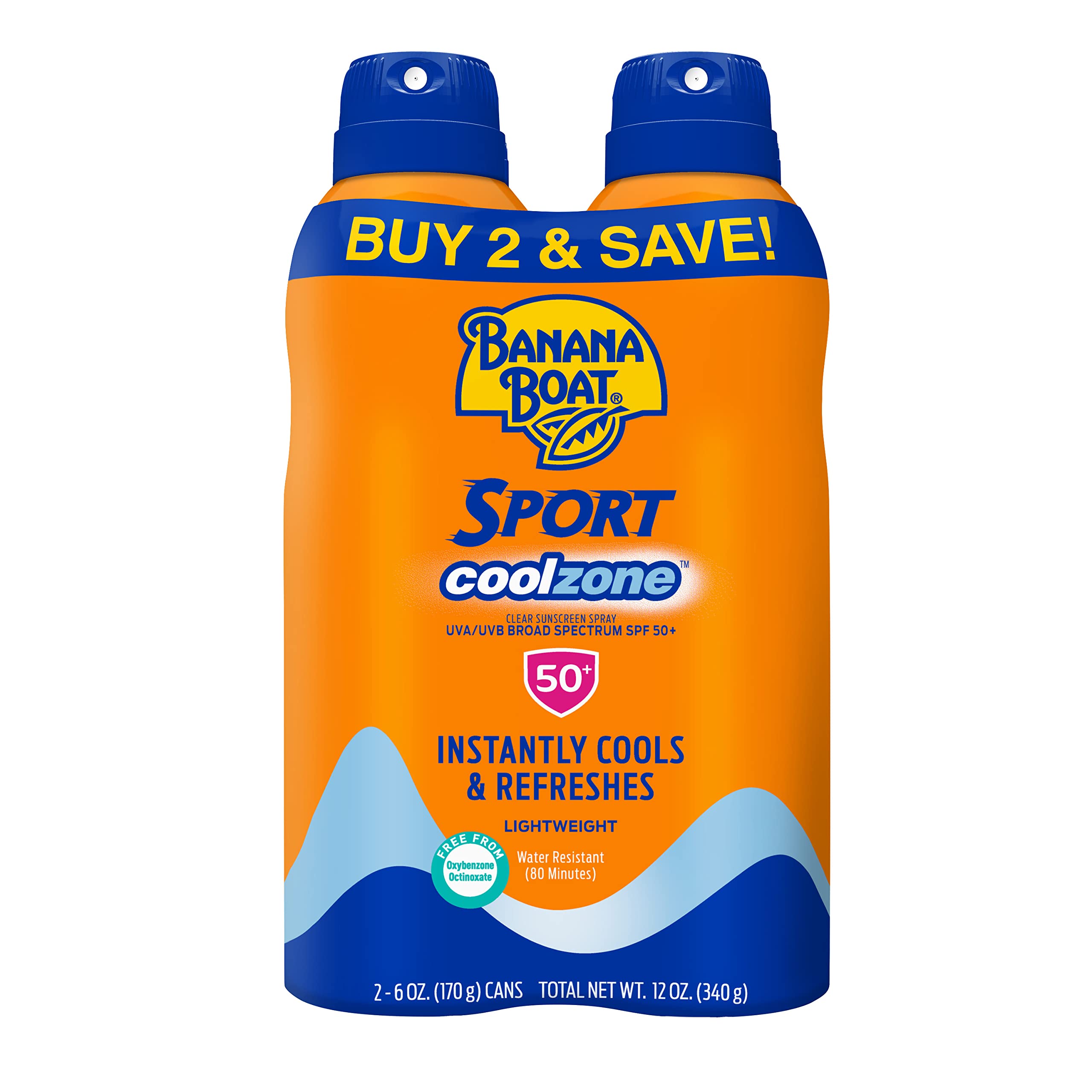 Foto 2 pulgar | Protector Solar En Aerosol Banana Boat Sport Cool Zone Spf 50 177 Ml X2 - Venta Internacional.