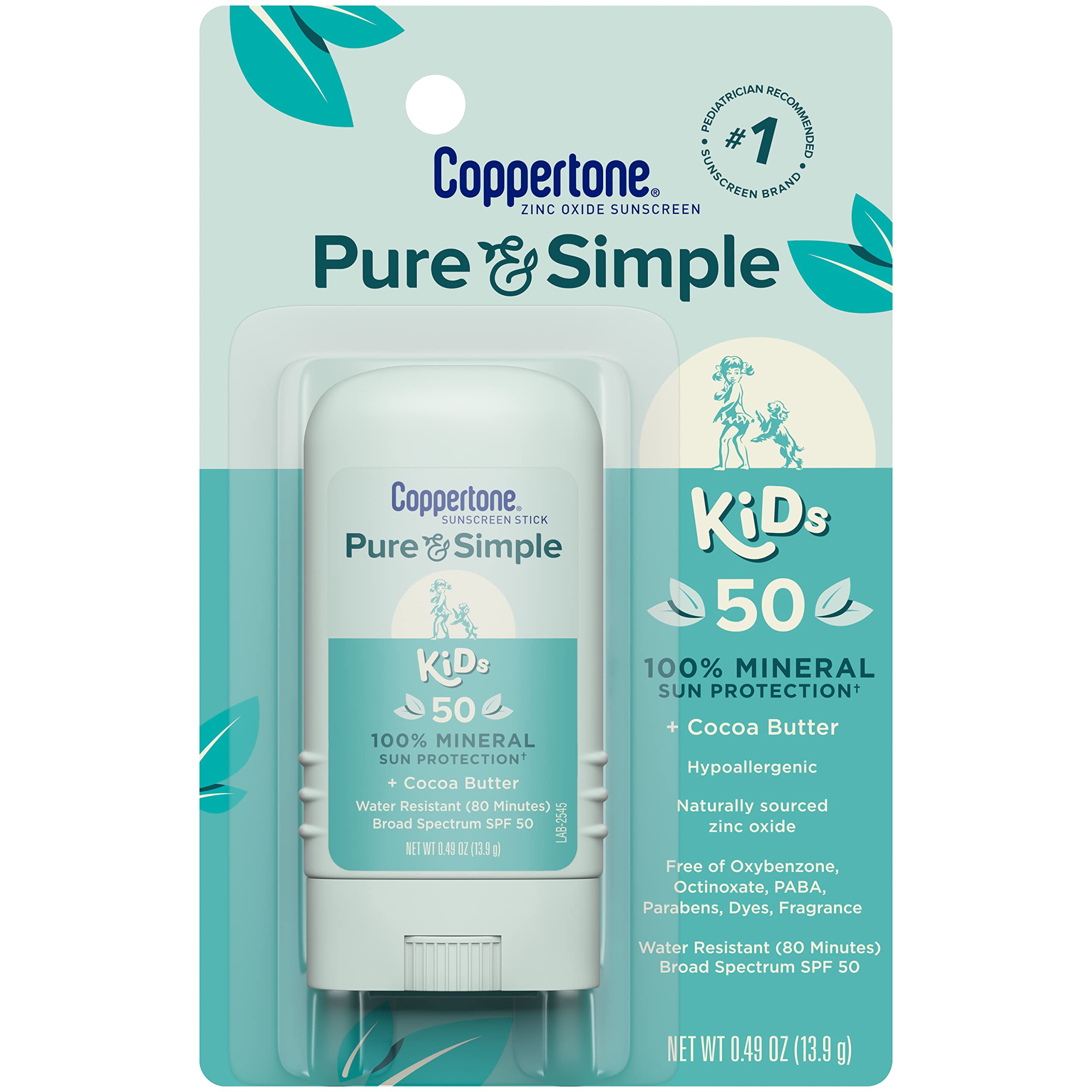 Foto 2 pulgar | Protector Solar En Barra Coppertone Pure And Simple Kids Spf 50 - Venta Internacional.