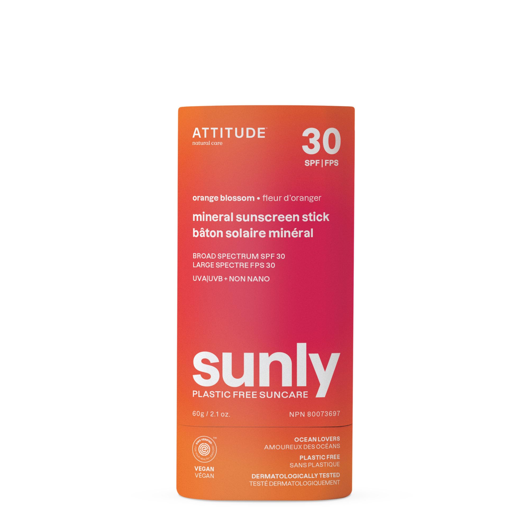 Foto 2 pulgar | Protector Solar En Barra Attitude Mineral Spf 30, 62 Ml, Naranja Vegana - Venta Internacional.