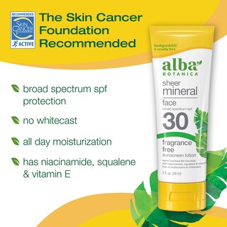 Foto 2 | Protector Solar Alba Botanica Sheer Mineral Spf 30 60 Ml Para Rostro - Venta Internacional.