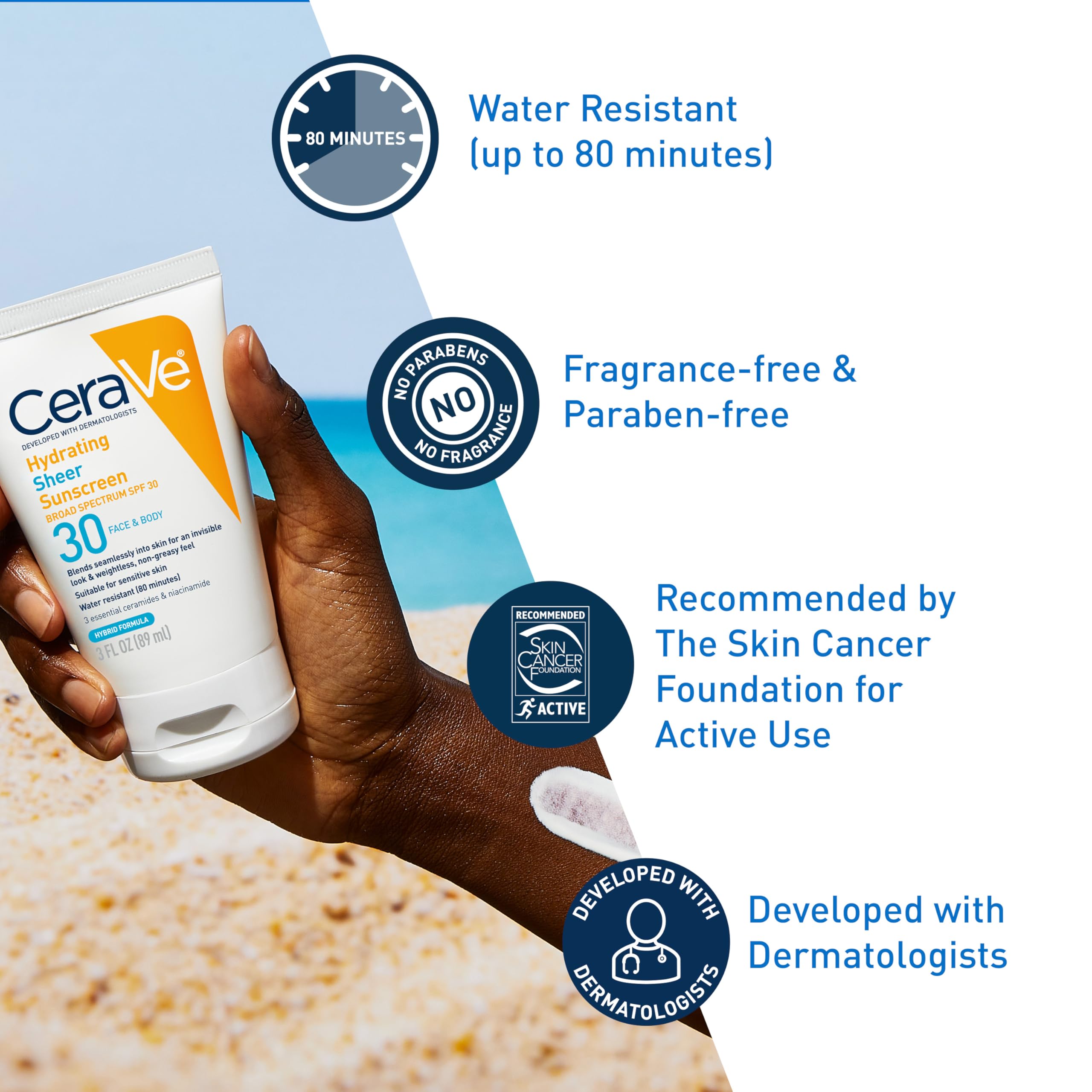 Foto 4 | Protector Solar Cerave Hydrating Sheer Spf 30 Para Rostro Y Cuerpo, 90 Ml - Venta Internacional.