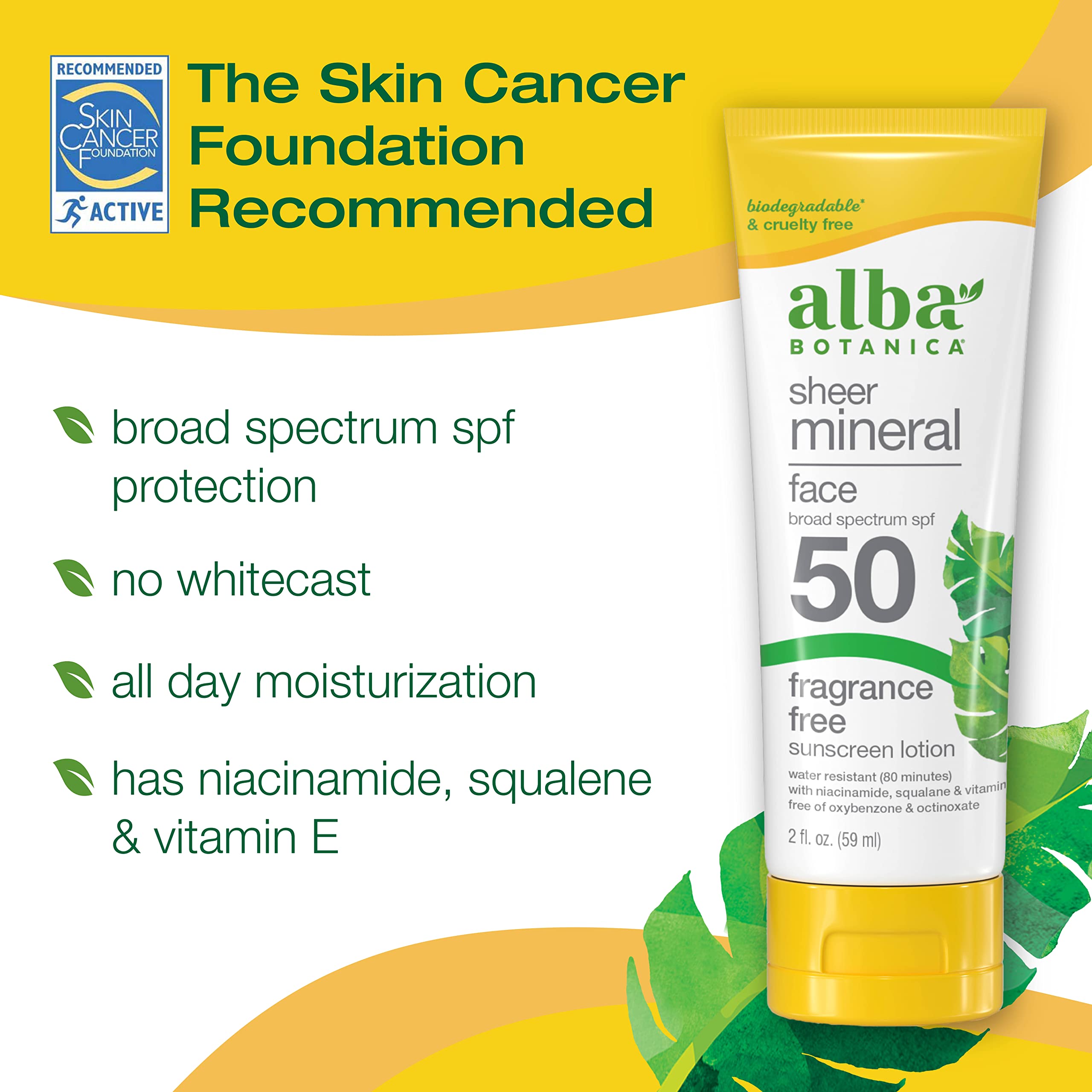 Foto 3 pulgar | Protector Solar Alba Botanica Sheer Mineral Spf 50 60 Ml Para Rostro - Venta Internacional.
