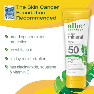 Foto 2 | Protector Solar Alba Botanica Sheer Mineral Spf 50 60 Ml Para Rostro - Venta Internacional.