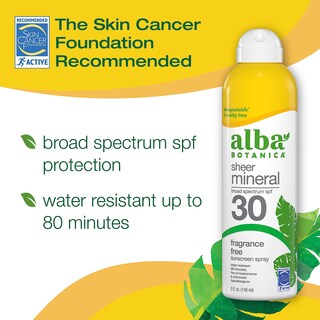 Foto 2 | Protector Solar En Aerosol Alba Botanica Sheer Mineral Spf 30 150 Ml - Venta Internacional.