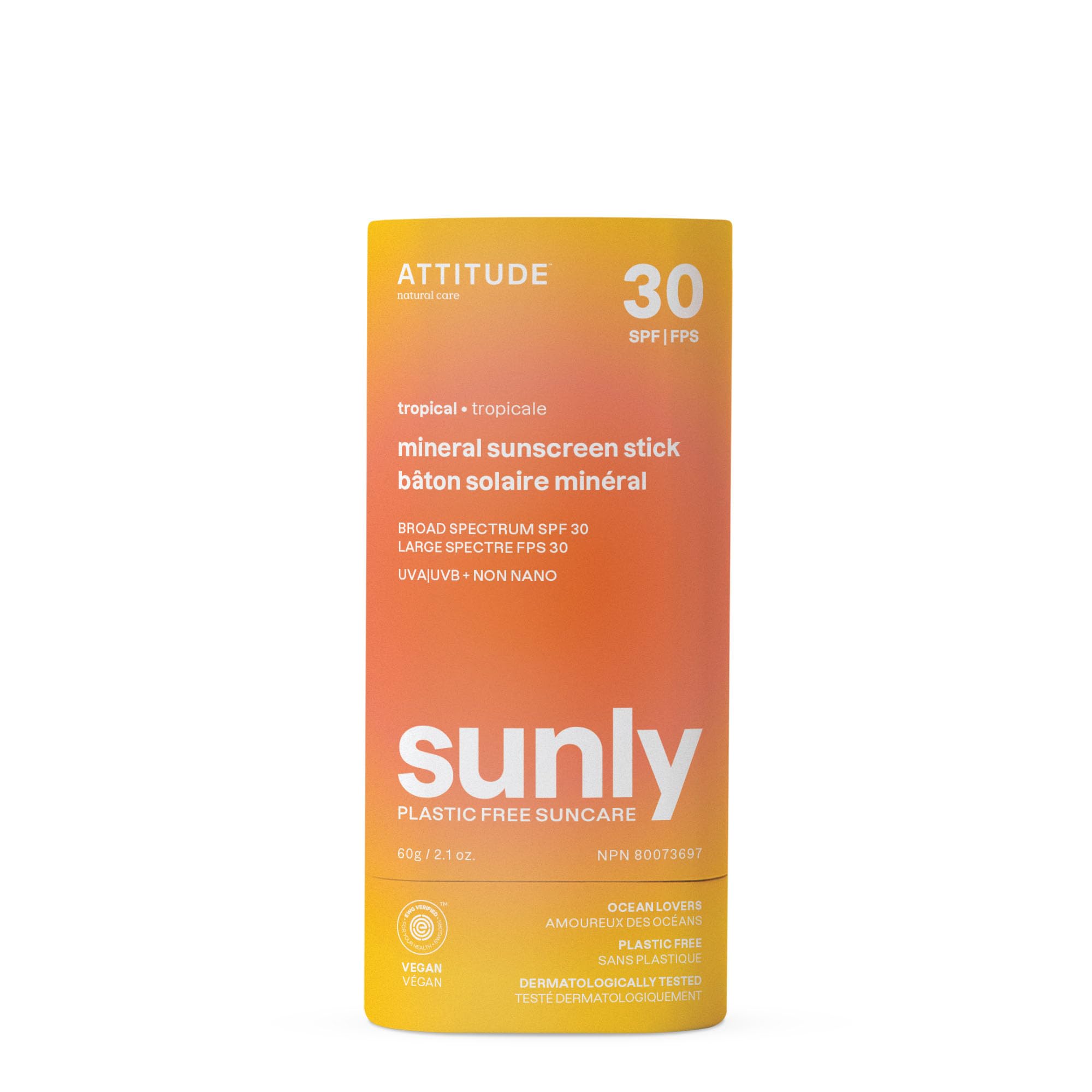 Foto 2 pulgar | Protector Solar En Barra Attitude Mineral Spf 30 62 Ml Vegan Tropical - Venta Internacional.