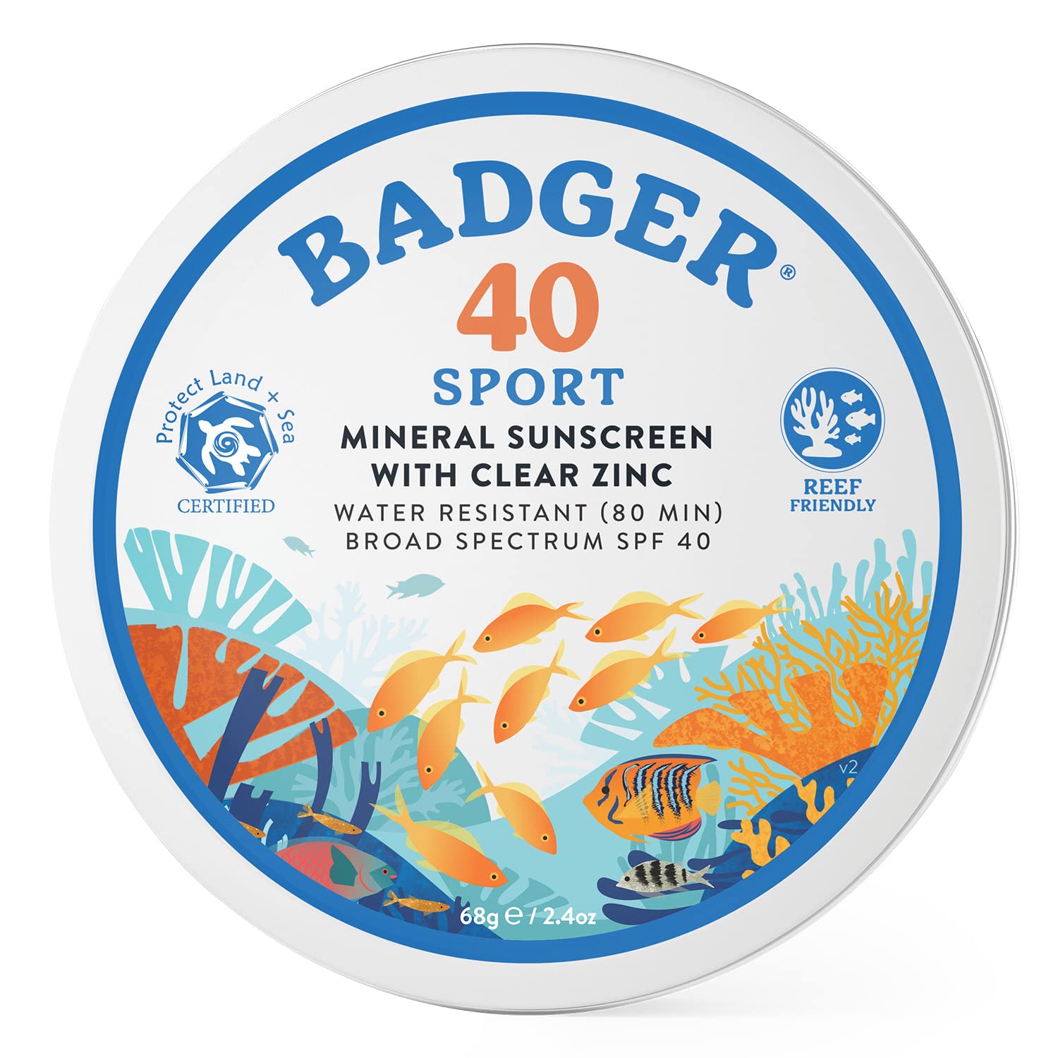 Foto 2 pulgar | Protector Solar Badger Coral Reef Safe, Spf 40, 70 Ml, Lata, Tamaño Viaje - Venta Internacional.