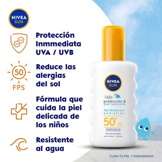 Foto 3 | Protector Solar Fps50 Nivea Sun P&s Piel Sensible 200ml