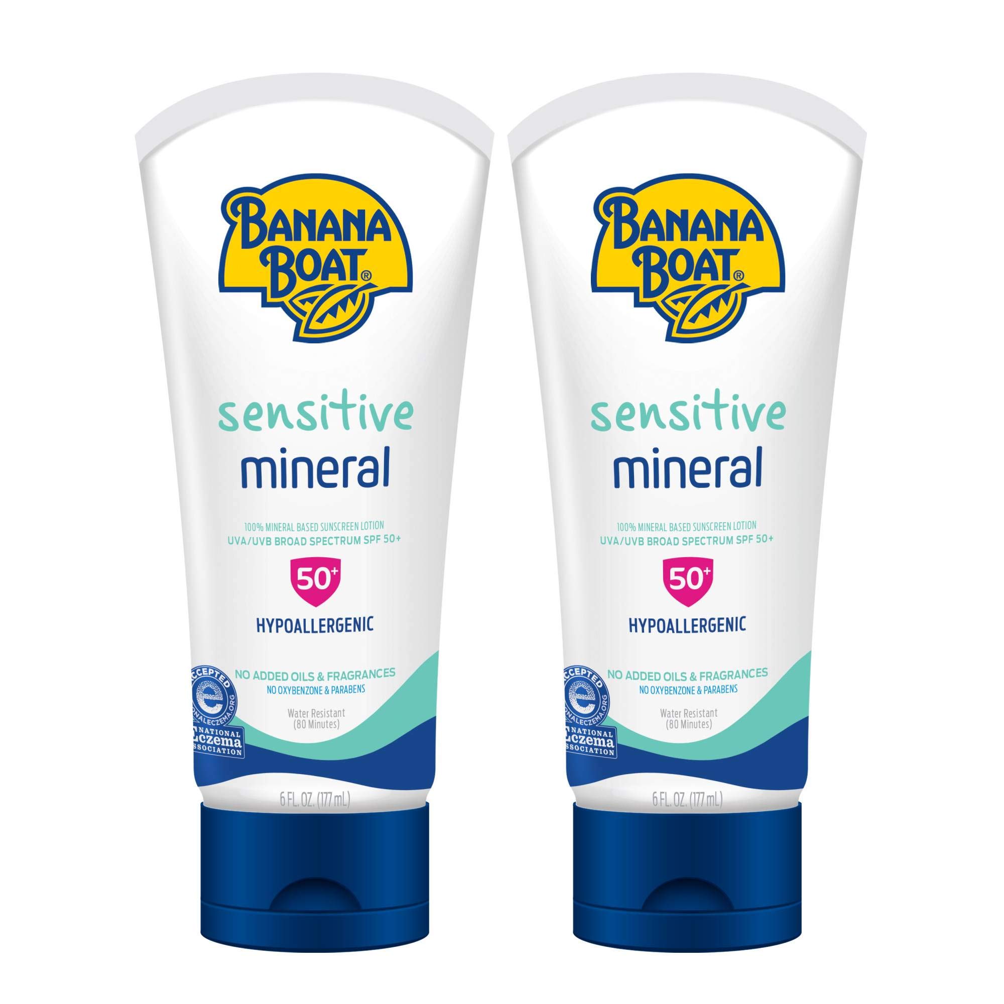 Protector Solar Banana Boat Sensitive 100% Mineral SPF 50 2 Botella de 177 ml C/U - Venta Internacional