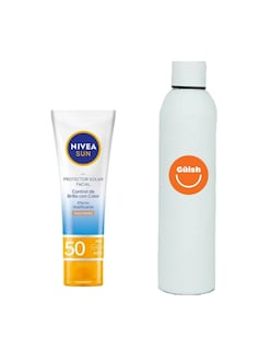 Foto 1 | Protector Facial Nivea Sun Control De Brillo Tono Medio + Termo De Agua De Regalo Güish