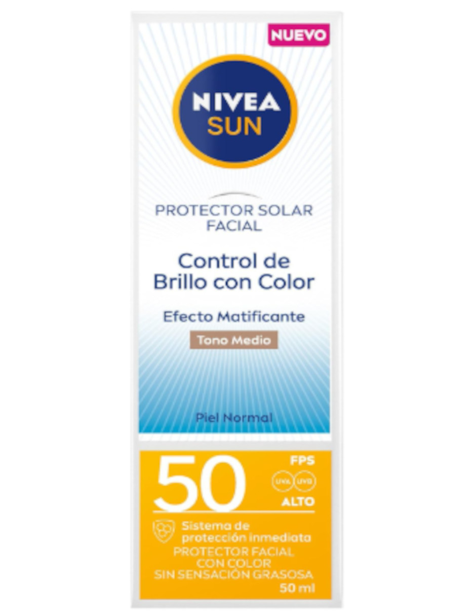 Foto 5 pulgar | Protector Facial Nivea Sun Control De Brillo Tono Medio + Termo De Agua De Regalo Güish
