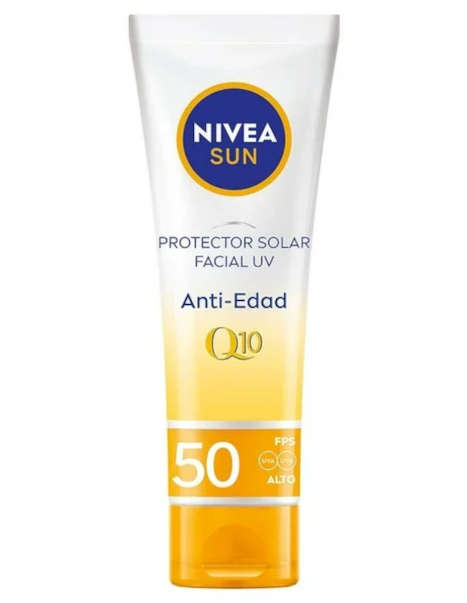 Foto 4 pulgar | Protector Solar Facial Nivea Sun Anti Edad Q10 Fps50+ + Termo De Agua De Regalo Güish
