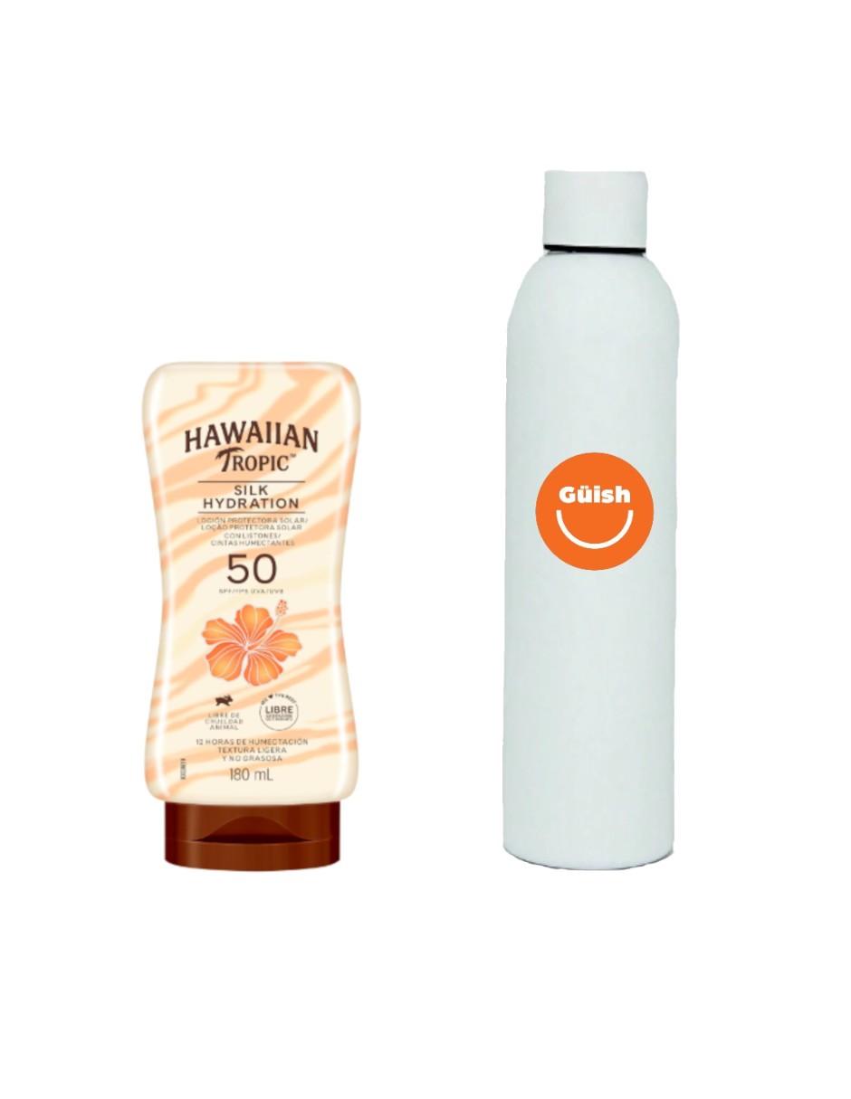 Foto 2 pulgar | Protector Solar Hawaiian Tropic Silk Hydration Fps 50 + Termo De Agua De Regalo Güish
