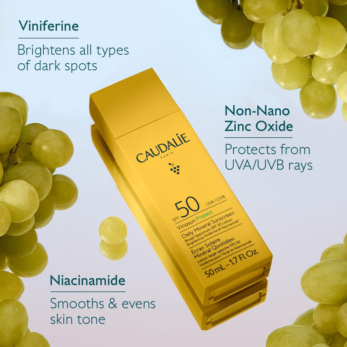 Foto 6 pulgar | Protector Solar Caudalie Vinosun Daily Mineral Spf50 50 Ml - Venta Internacional.