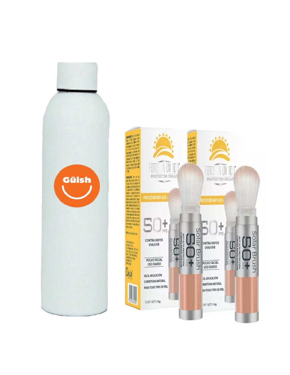 Kit Protector Solar Facial En Polvo Con Brocha Fotosun + Termo Güish De Regalo