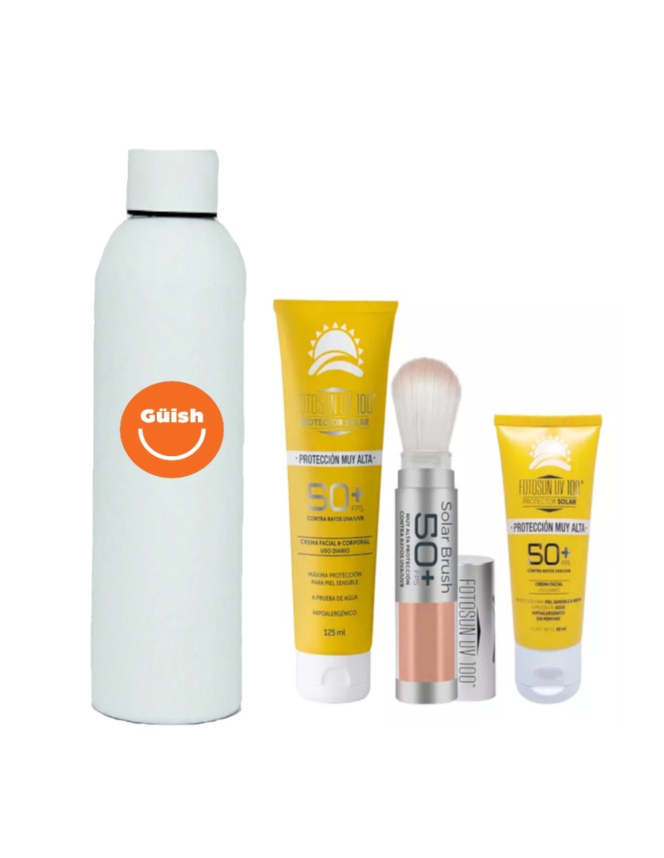 Foto 2 pulgar | Kit Protector Solar Facial Bloqueador Uv Fps 50 + Termo Güish De Regalo