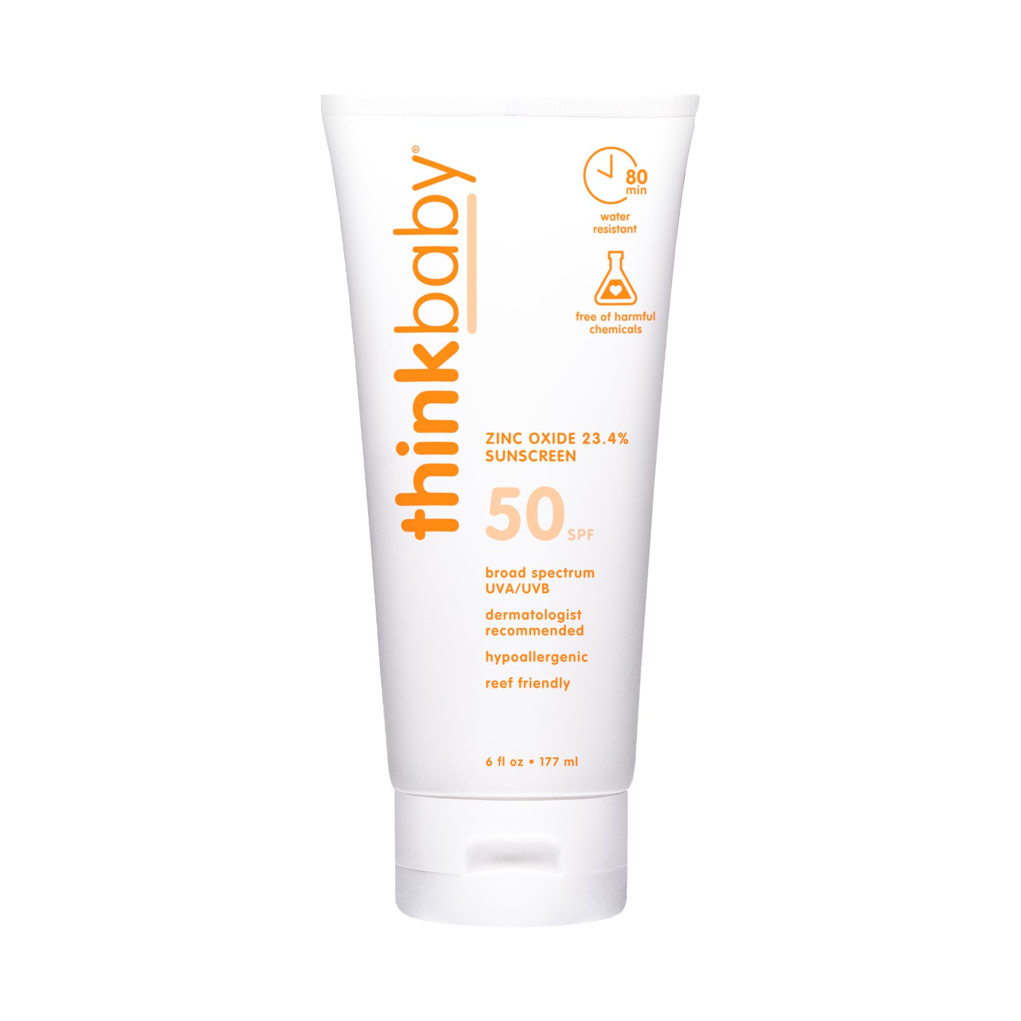 Protector Solar Thinkbaby Spf 50+ Baby Mineral, 177 Ml, Resistente Al Agua - Venta Internacional.
