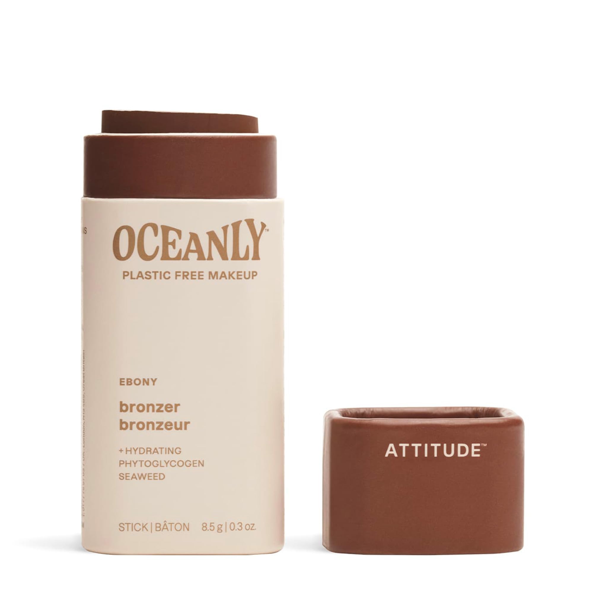 Barra Bronceadora Attitude Oceanly, Sin Plástico, 9 Ml, Color Ébano - Venta Internacional.