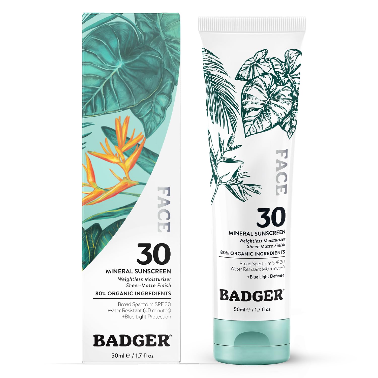 Protector Solar Badger Mineral Face Spf 30, 50 Ml, Vegano, Sin Perfume - Venta Internacional.
