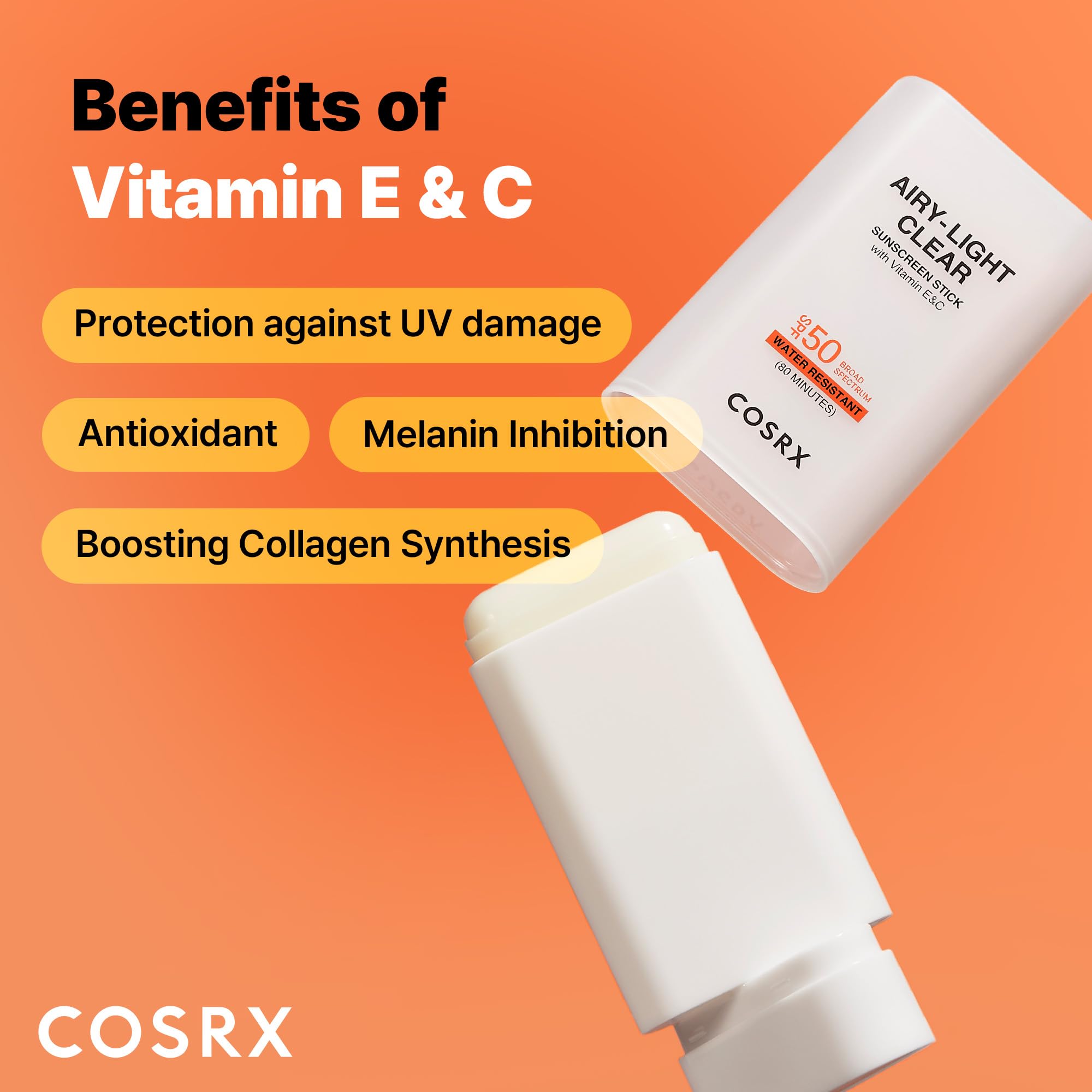 Foto 5 pulgar | Protector Solar En Barra Cosrx Airy-light Clear Spf 50 19 G Con Vitamina E Y C - Venta Internacional.
