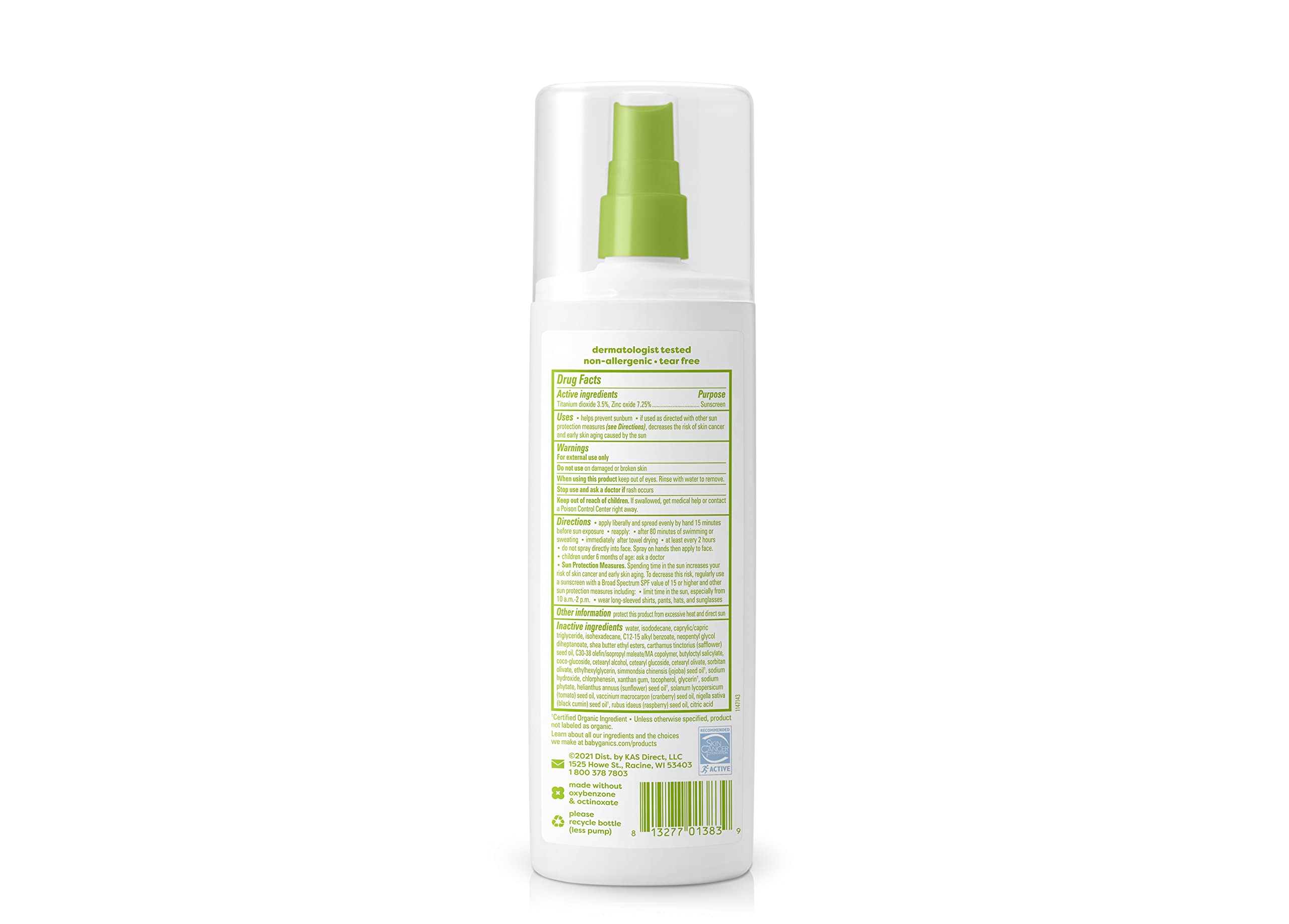 Foto 3 pulgar | Protector Solar En Aerosol Babyganics Spf 50, Mineral, 240 Ml, Resistente Al Agua - Venta Internacional.