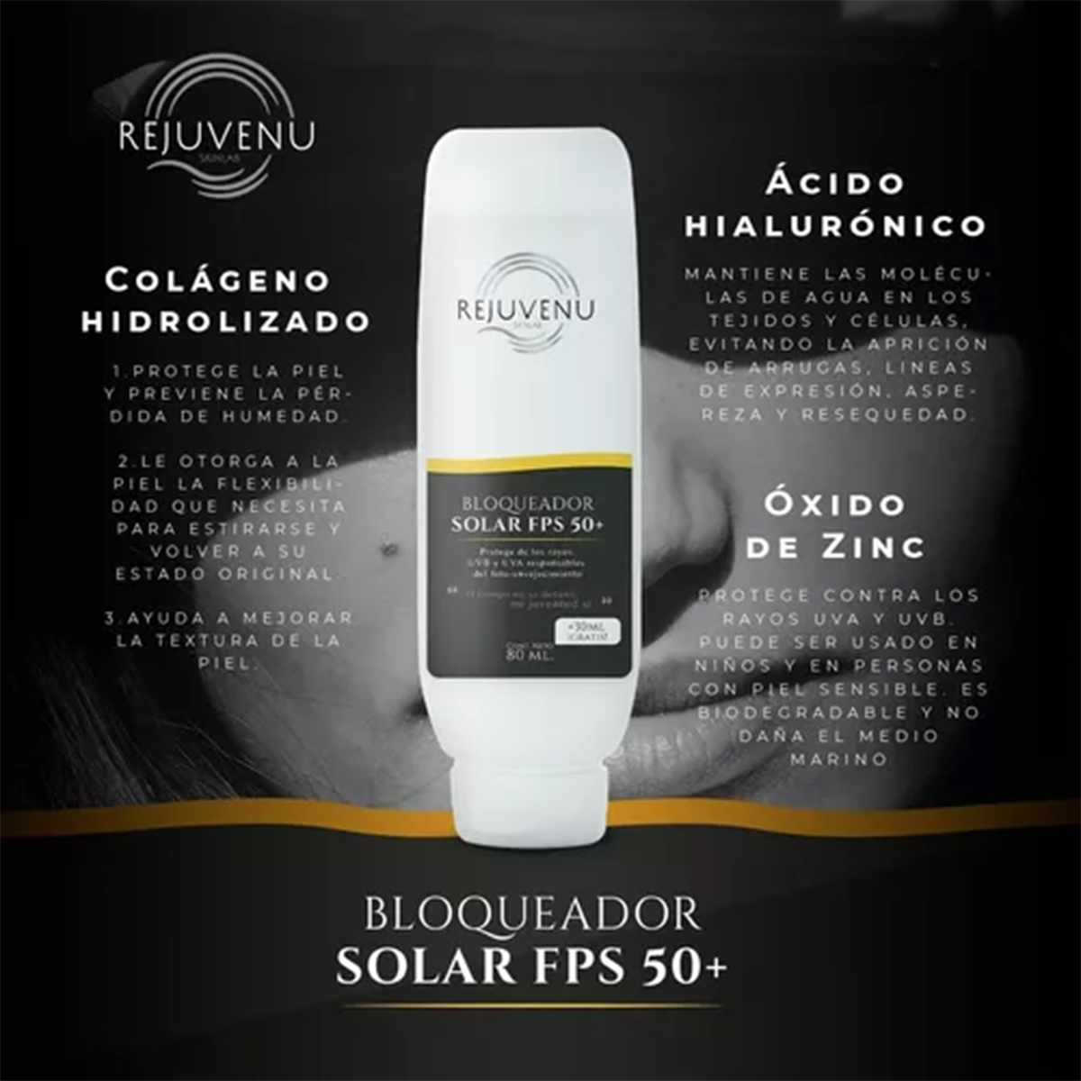 Foto 6 pulgar | Pack Bloqueador Solar Fps 50 Resistente Al Agua Rejuvenu