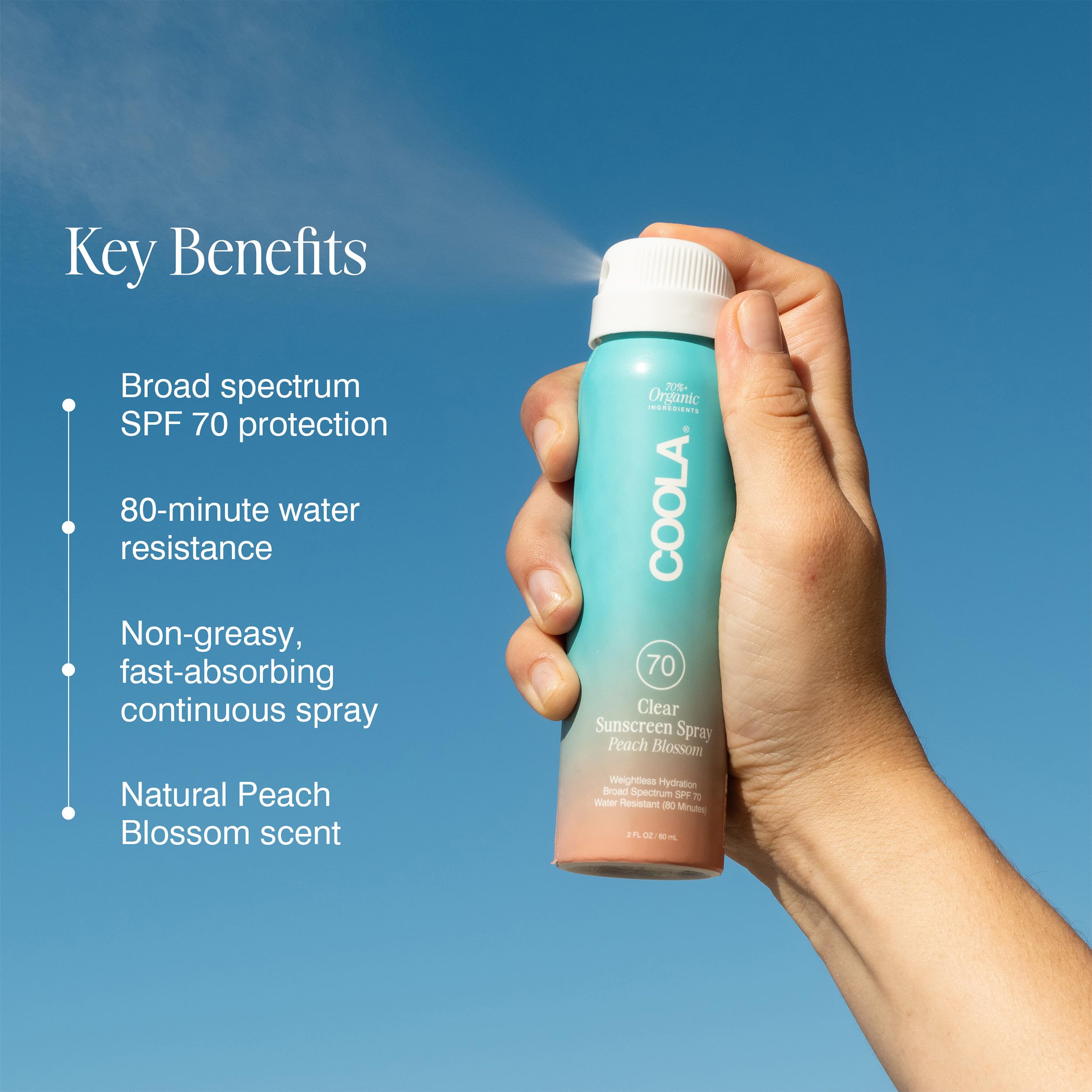 Foto 3 pulgar | Protector Solar En Aerosol Coola Organic Spf 70 60 Ml Peach Blossom - Venta Internacional.