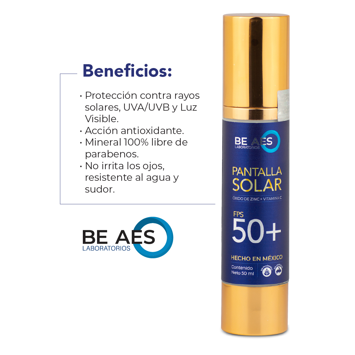 Foto 5 | Pantalla Protector Solar Mineral Be Aes 50+ Óxido De Zinc