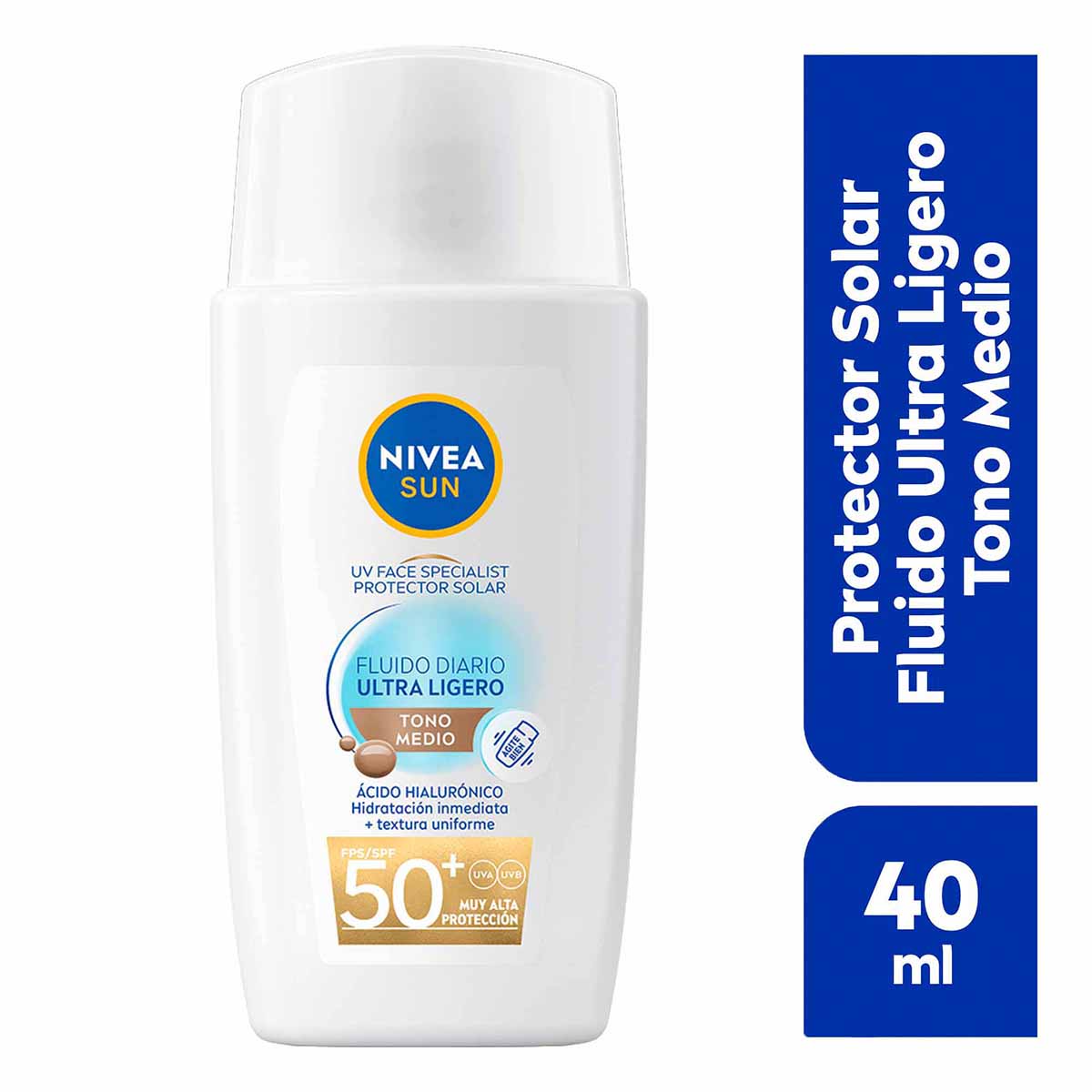 Foto 2 pulgar | Nivea Protector Solar Facial Fluido Color Medio 40ml