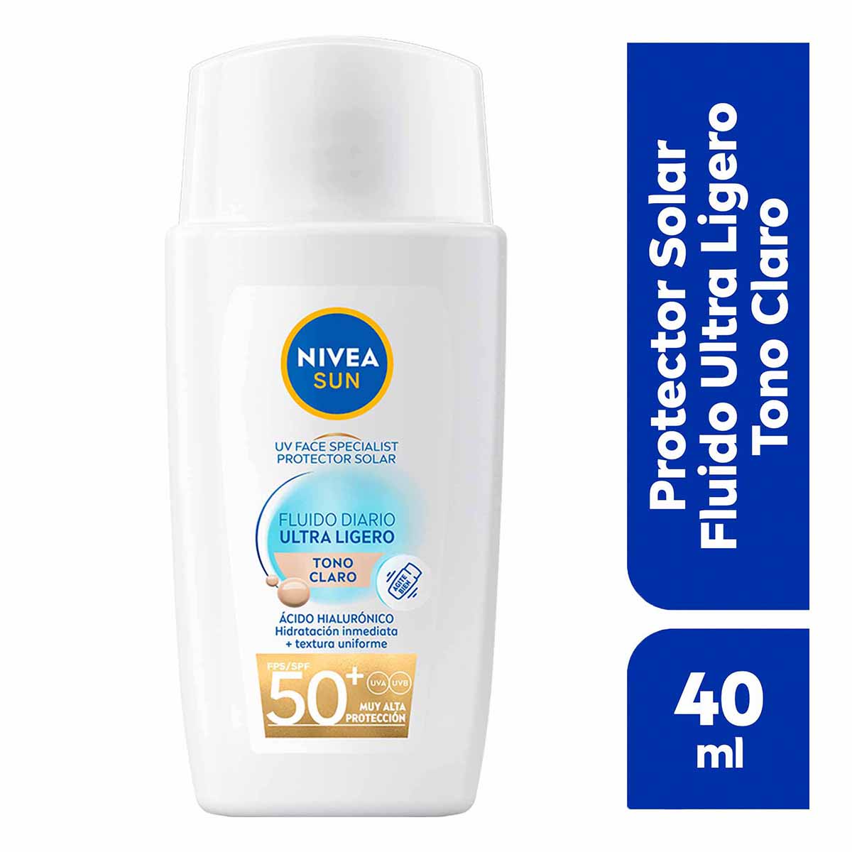 Foto 2 pulgar | Nivea Protector Solar Facial Fluido Color Claro 40ml