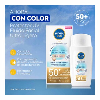 Foto 4 | Nivea Protector Solar Facial Fluido Color Claro 40ml
