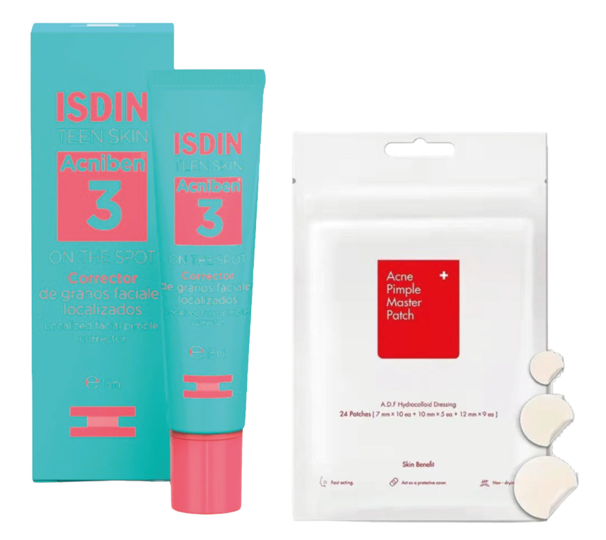 Kit Antiacné Isdin: Corrector De Granos + Parches Para Espinillas Con Secado Rápido Y Efecto Invisible