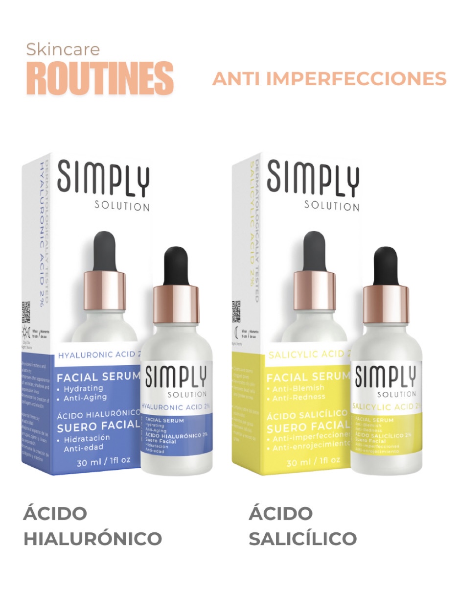 Foto 3 pulgar | Set Ácido Hialurónico 2% y Ácido Salicílico 2% Simply Solution Antiimperfecciones