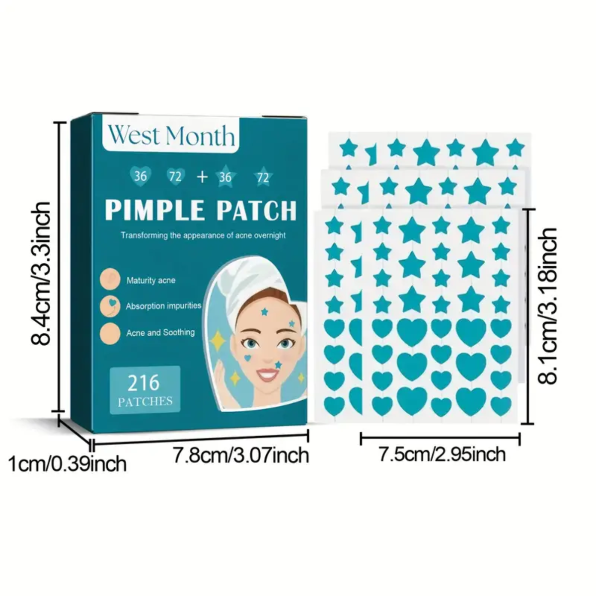 Foto 4 pulgar | 216 Star-parches Invisibles Eliminar Acne Estrella Granos